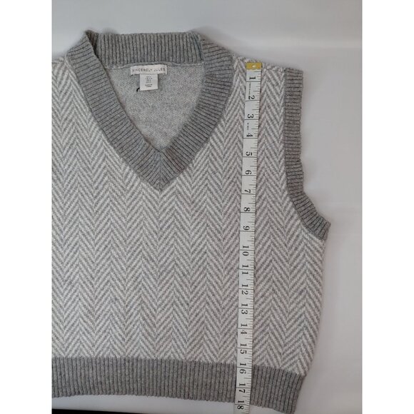 Sincerely Jules Gray Herringbone Knit Vest Womens Size L - Picture 3 of 5